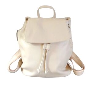 BOYATU Leather Backpack Cream Pebbled Leather Travel Bag